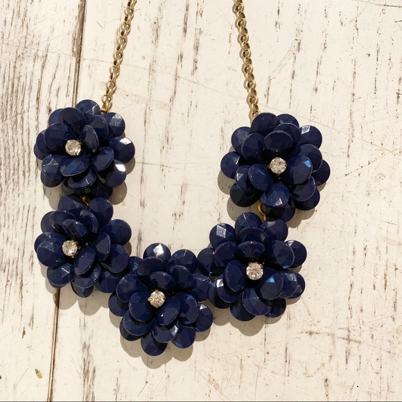 JCrew Navy Flower Statement Necklace - Picture 5 of 6